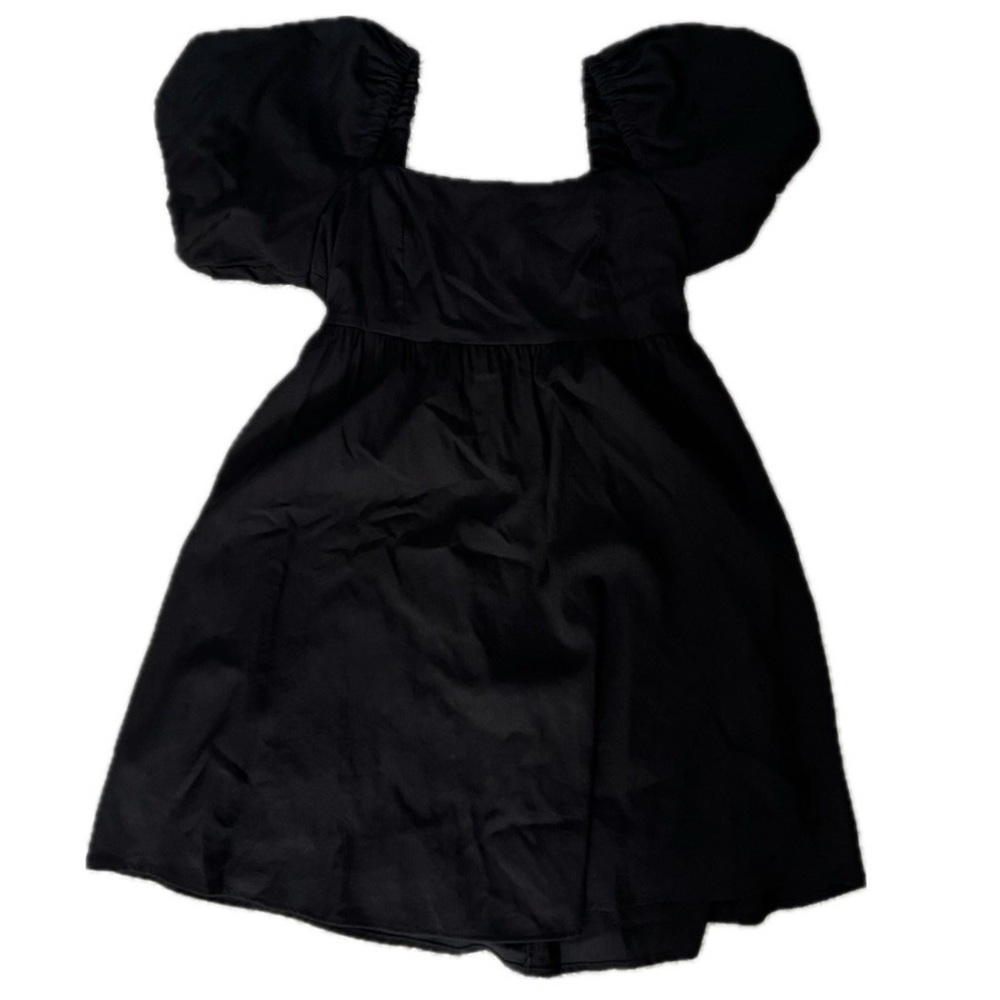 Black Puff Sleeve Babydoll Mini Dress
